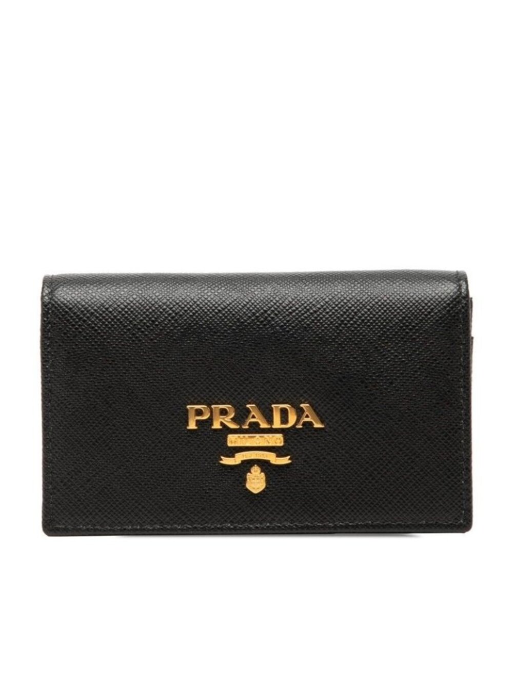 Prada Card Case Business Black Nero Saffiano Leather